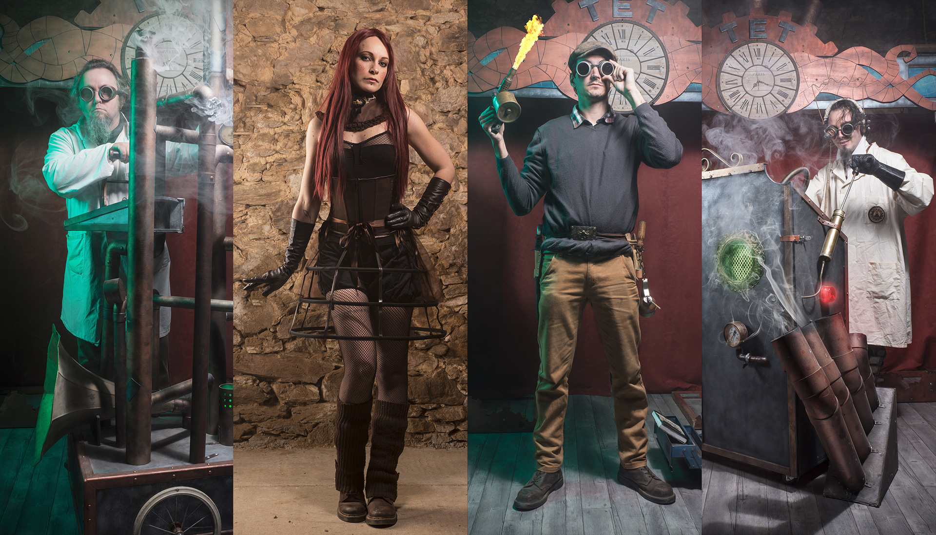 Troupe steampunk "Le Théâtre des Expériences Temporels" de la compagnie Rêves Temporels